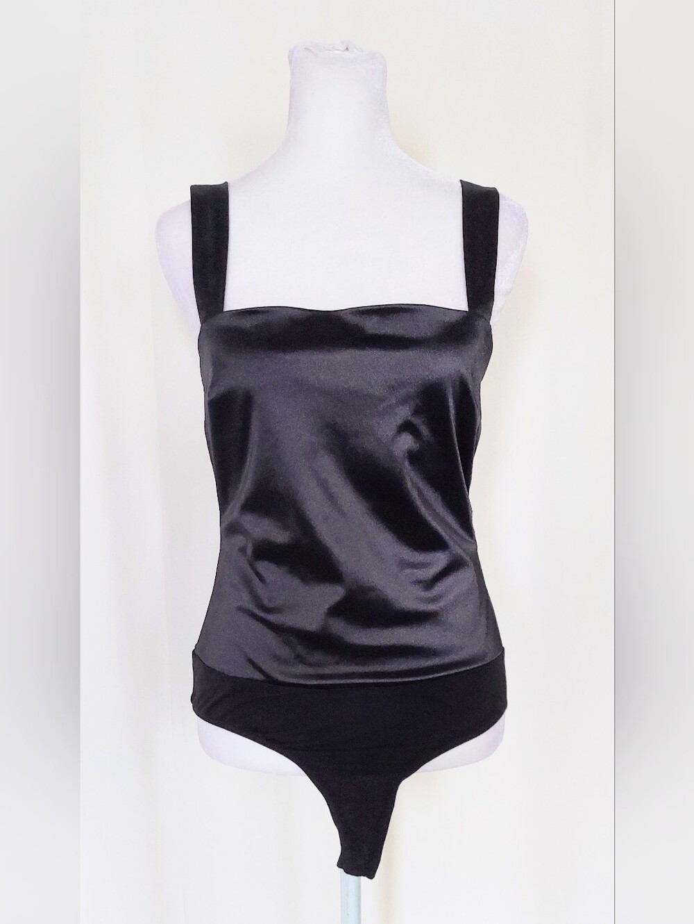 Lulus Satin Bodysuit Your Time To Shine Black Size Medium
